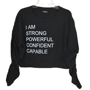 Boxercraft | Black Cropped Crewneck Sweatshirt "I am..." | Size L